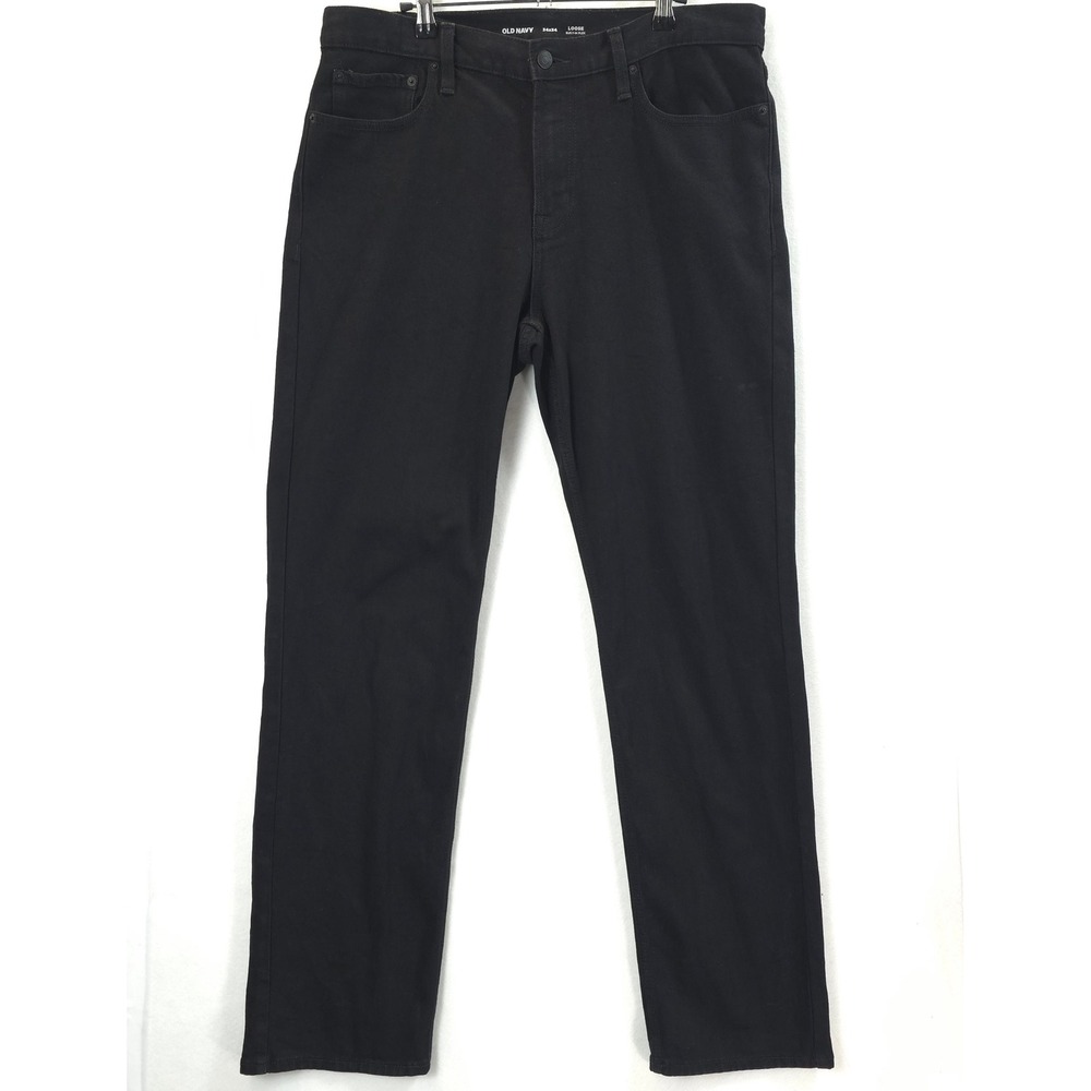 Old Navy Loose Built-In Flex Jeans Pants Black Mens 34x34 Minimalist Casual